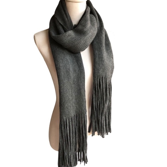 Lucky Brand Accessories - Lucky Brand Fringe Scarf Gray Soft Cozy